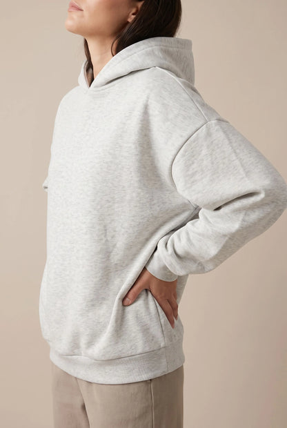 Oversha | Bequemer Grauer Oversize Kapuzenpullover Für Damen