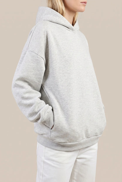 Oversha | Bequemer Grauer Oversize Kapuzenpullover Für Damen