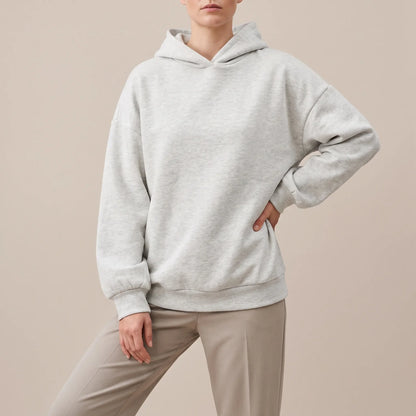 Oversha | Bequemer Grauer Oversize Kapuzenpullover Für Damen
