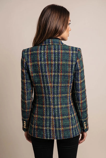 PlaidGlow | Karierter Damenblazer Mit Reverskragen