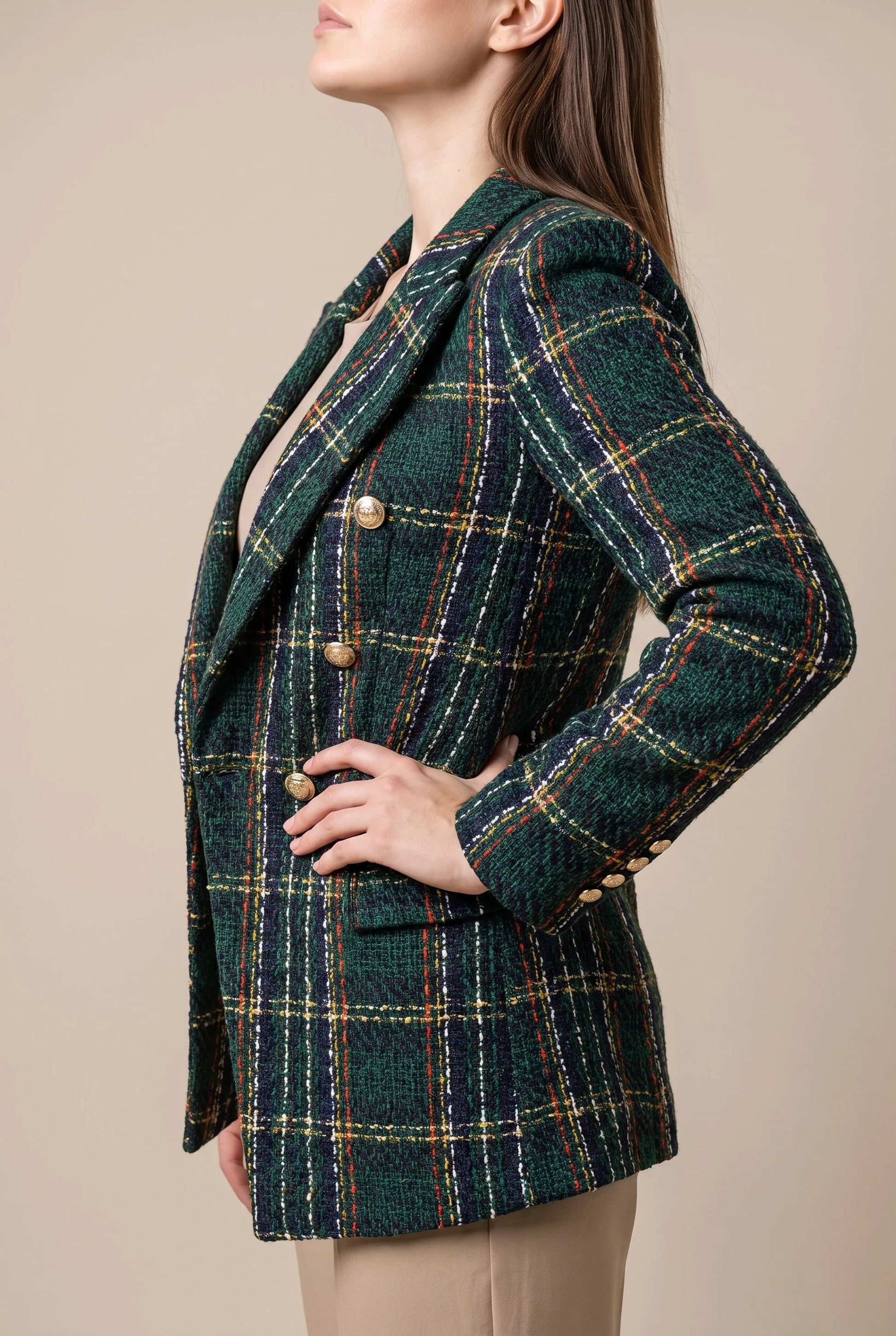PlaidGlow | Karierter Damenblazer Mit Reverskragen