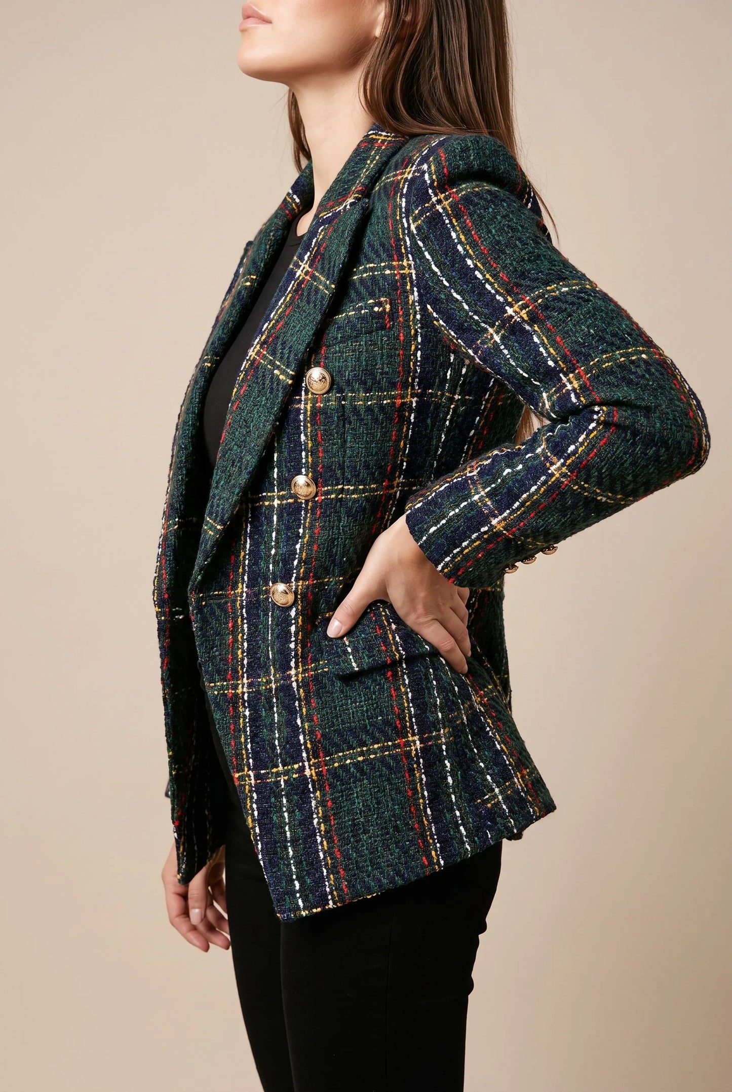PlaidGlow | Karierter Damenblazer Mit Reverskragen