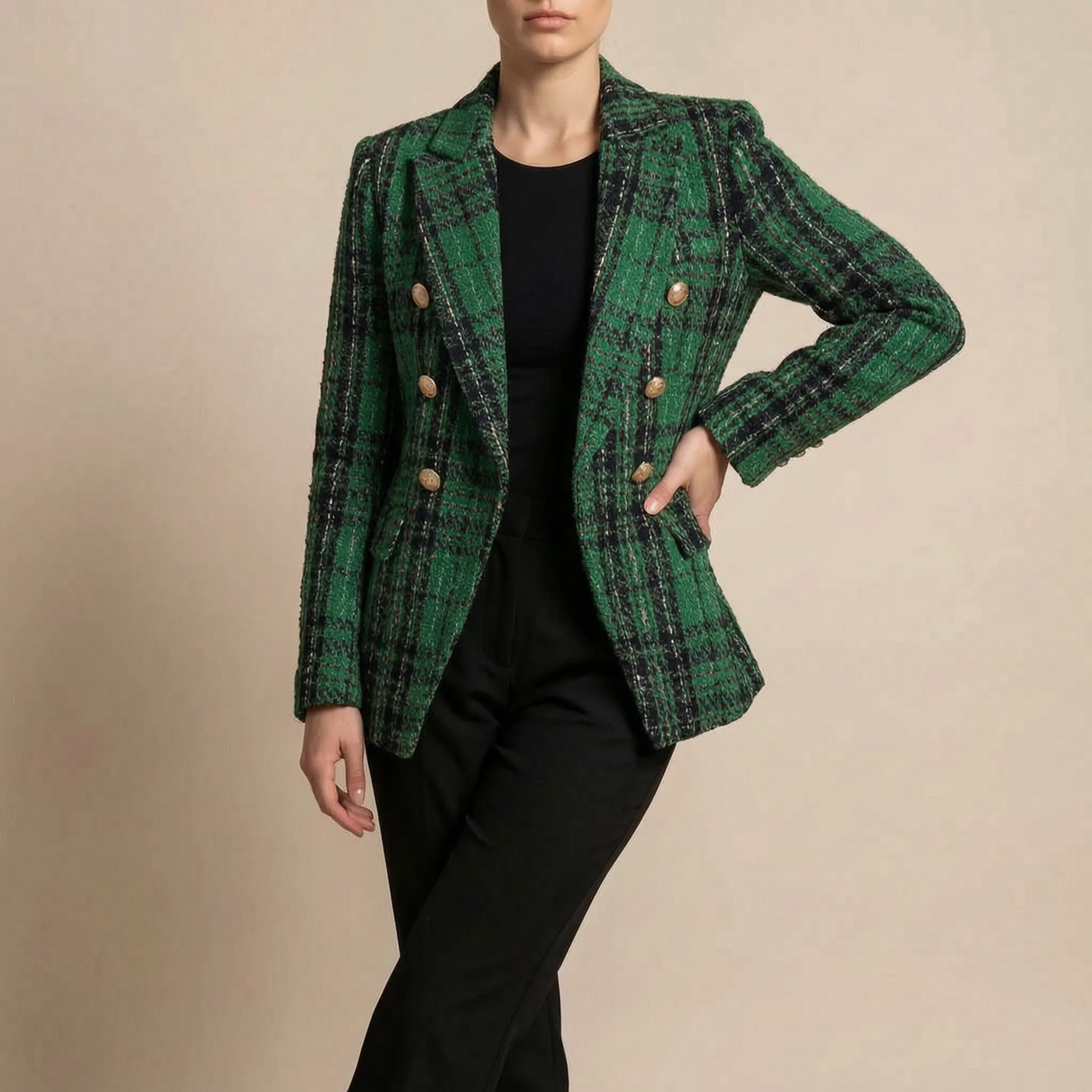 PlaidGlow | Karierter Damenblazer Mit Reverskragen
