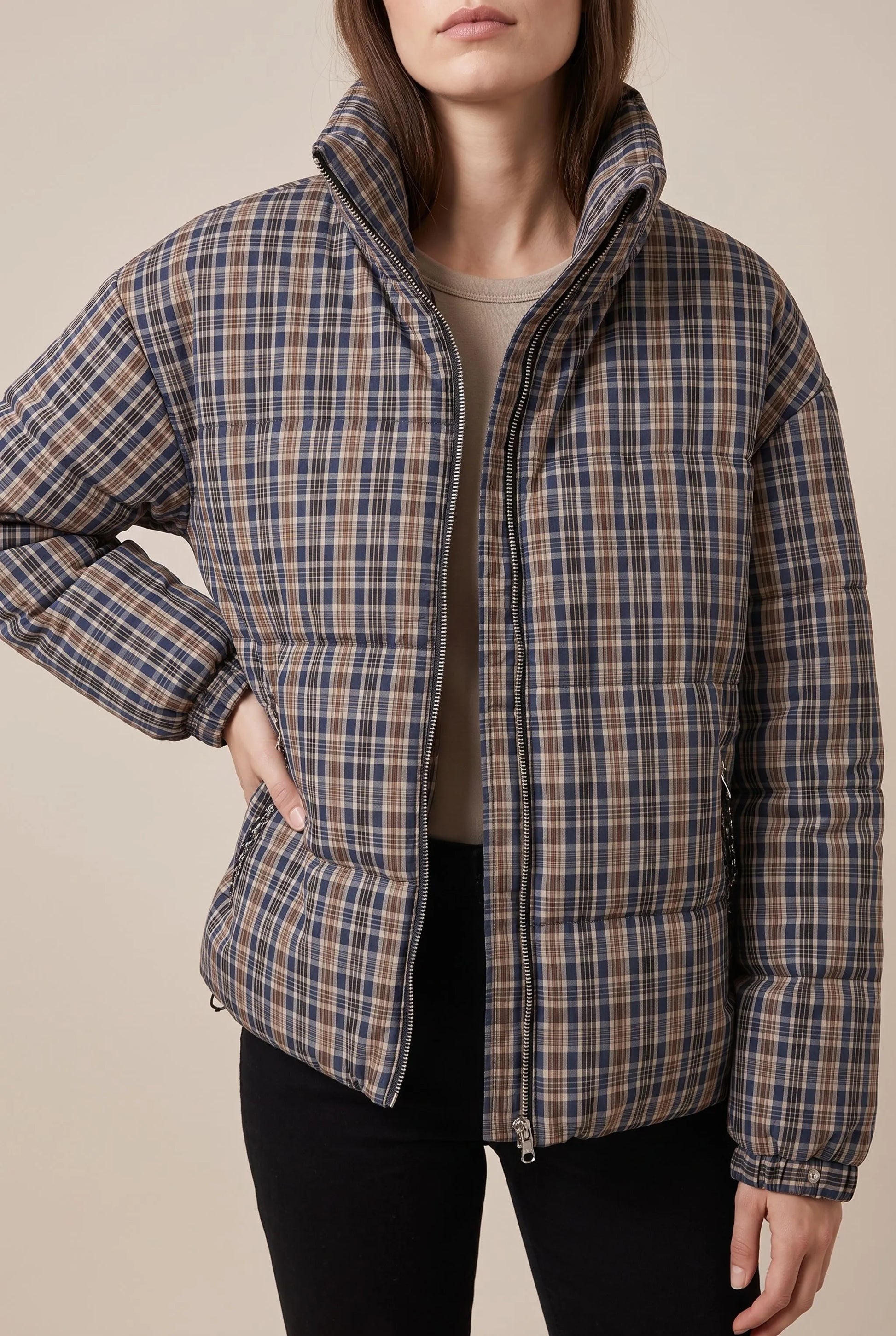 PlaidPuffer | Karierte Steppjacke