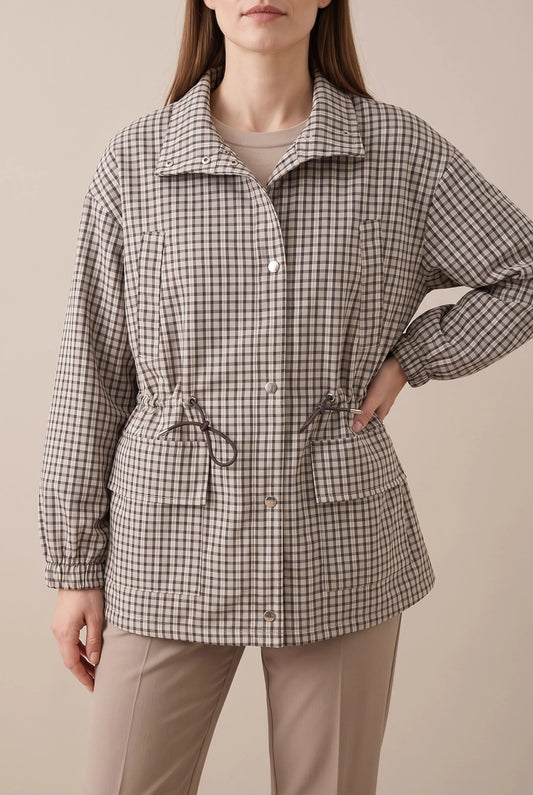 PlaidZip | Karierte Leichte Übergangsjacke Damen