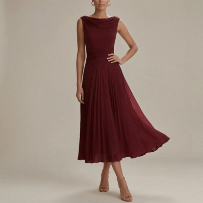 Pleatise | Ärmelloses Plisseekleid In Midilänge