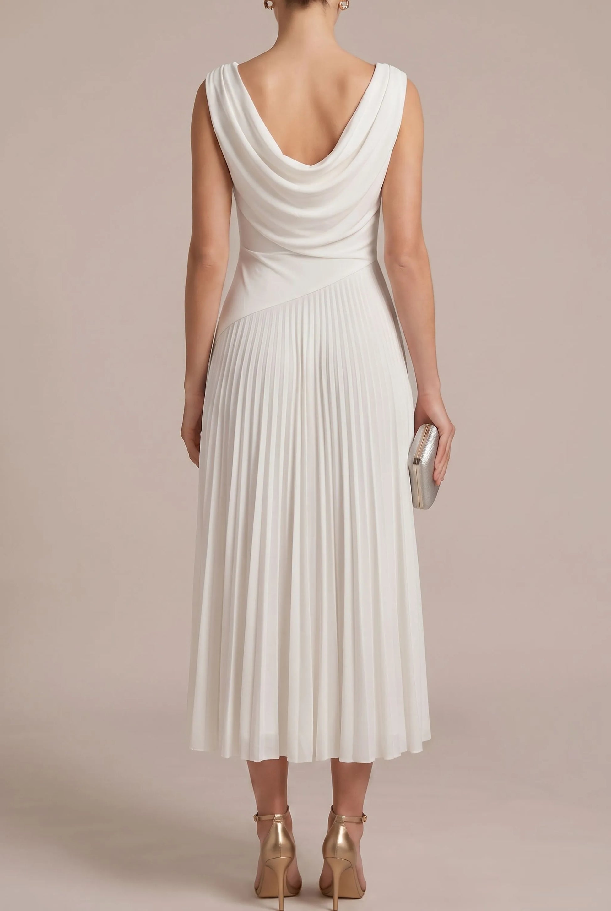 Pleatise | Ärmelloses Plisseekleid In Midilänge