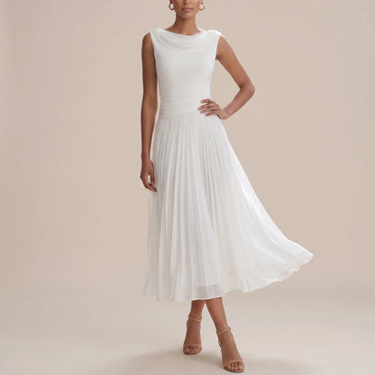 Pleatise | Ärmelloses Plisseekleid In Midilänge