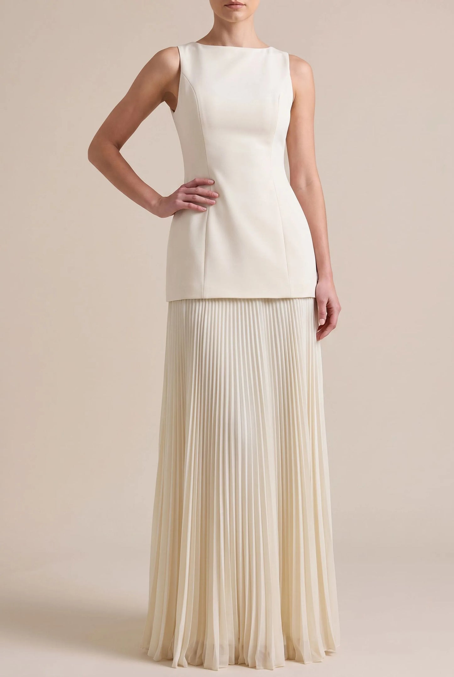 Pleatix | Strukturiertes Ärmelloses Maxikleid