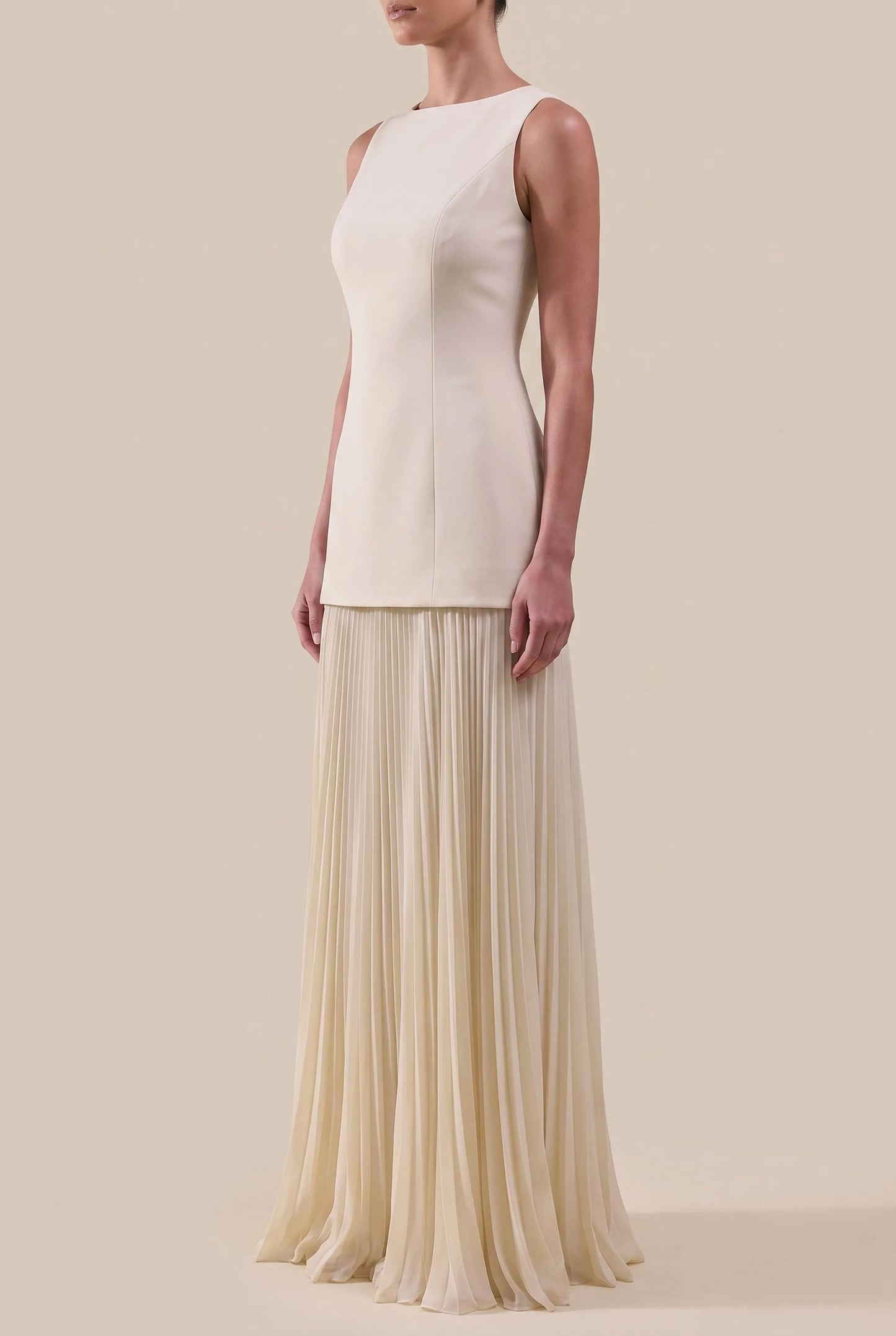 Pleatix | Strukturiertes Ärmelloses Maxikleid