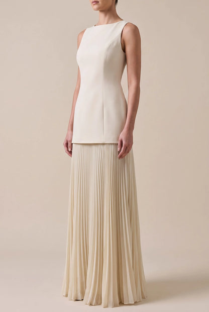 Pleatix | Strukturiertes Ärmelloses Maxikleid
