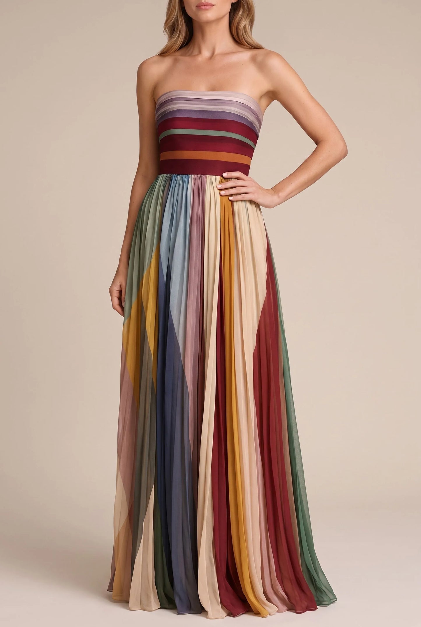 Pleatoa | Trägerloses Maxikleid Für Den Sommer