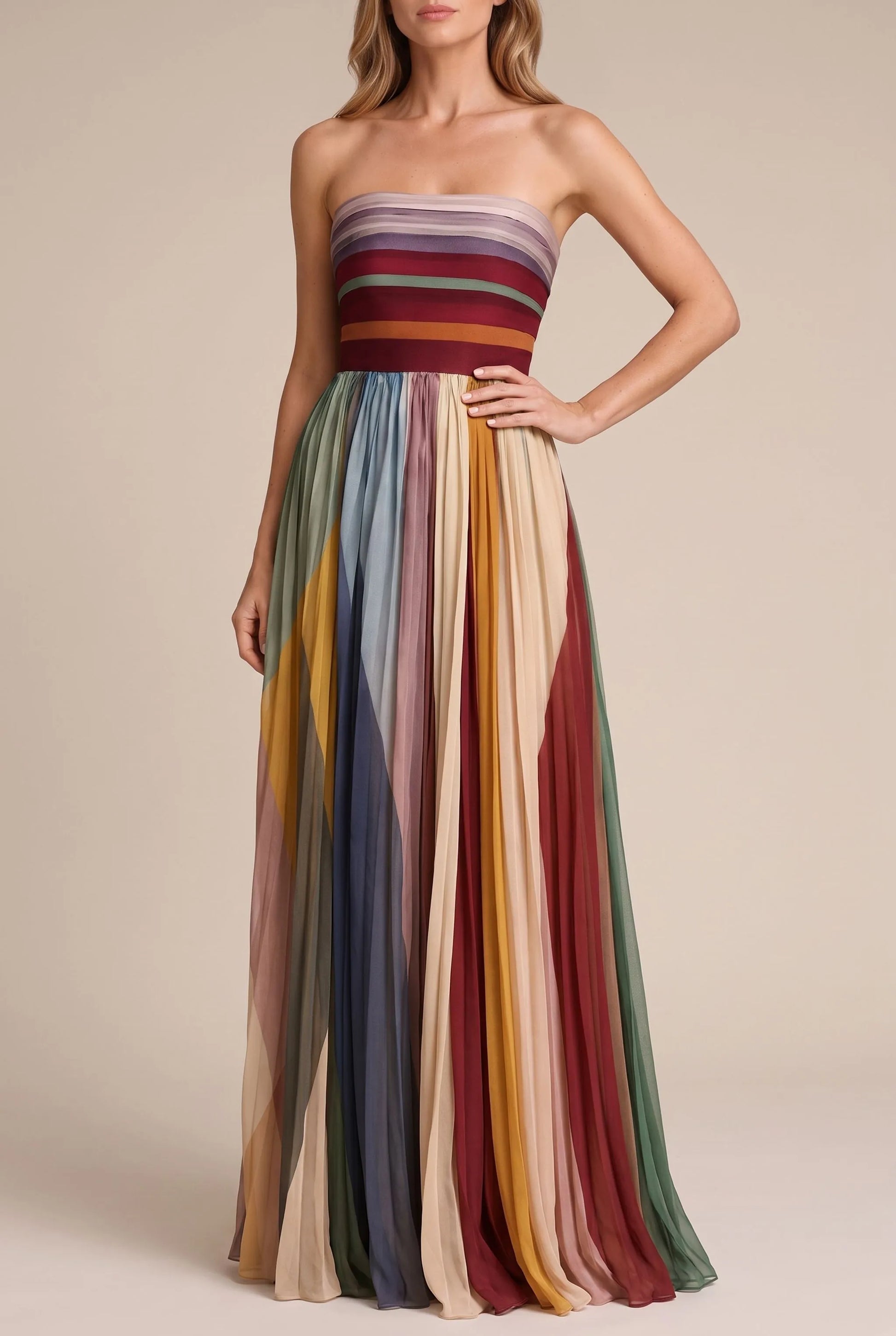 Pleatoa | Trägerloses Maxikleid Für Den Sommer