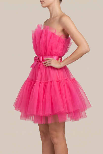 Ruffla | Trägerloses Gestuftes Minikleid
