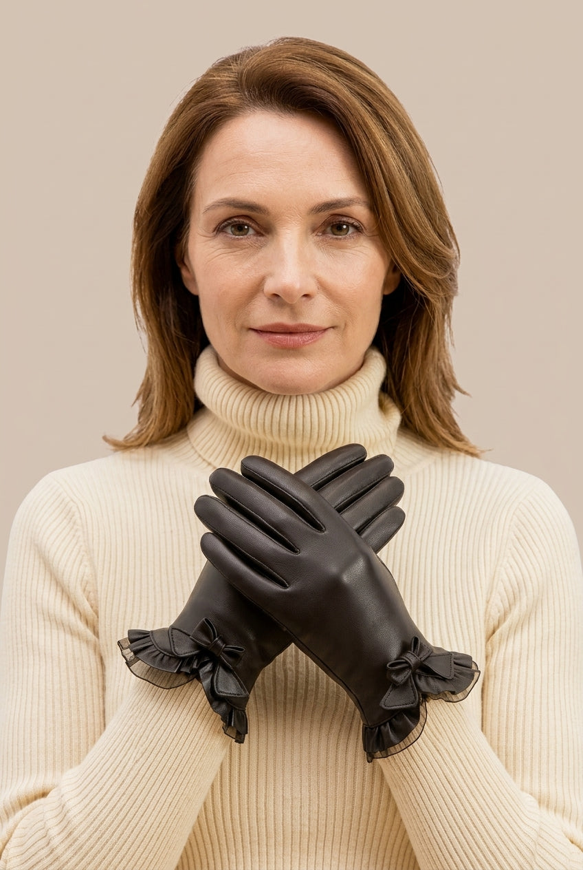 Serenya | Lederhandschuhe Damen mit eleganten Schleifendetails