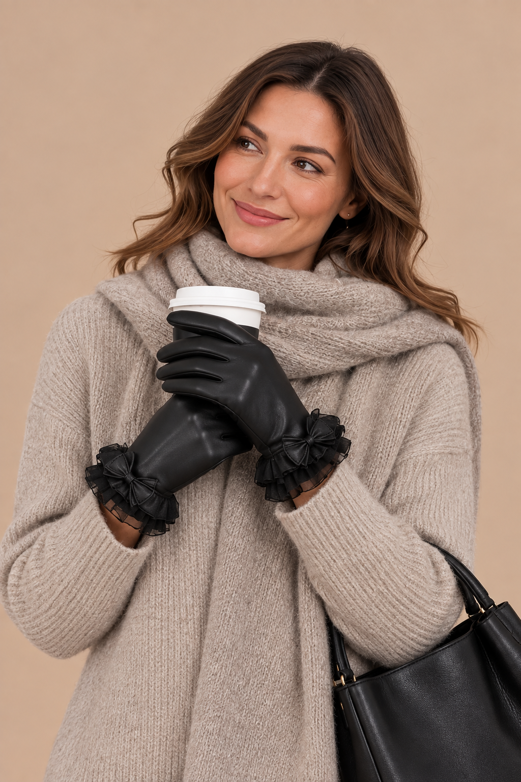 Serenya | Lederhandschuhe Damen mit eleganten Schleifendetails