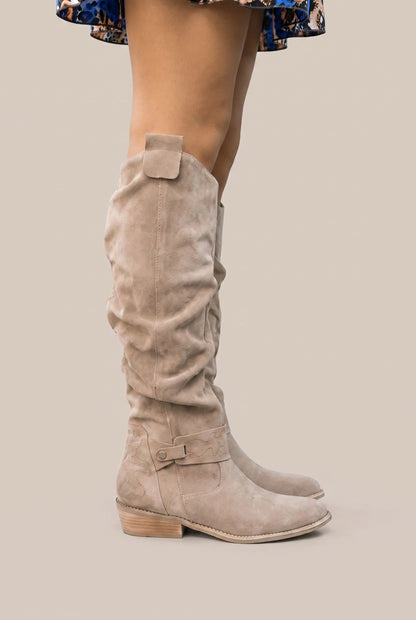SlouchGait | Flache Damenstiefel Mit Raffung