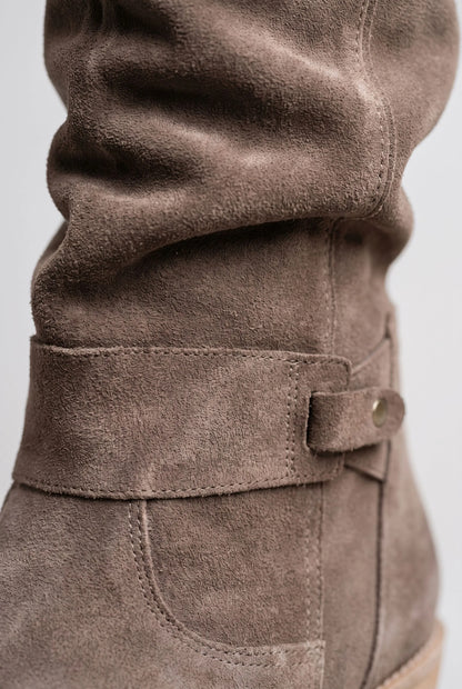 SlouchGait | Flache Damenstiefel Mit Raffung