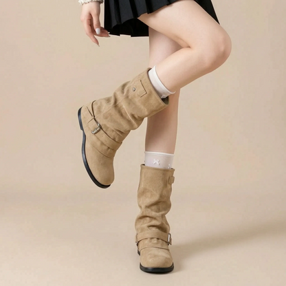 Sloucha | Bequeme Flache Damenstiefel Im Vintage-Look