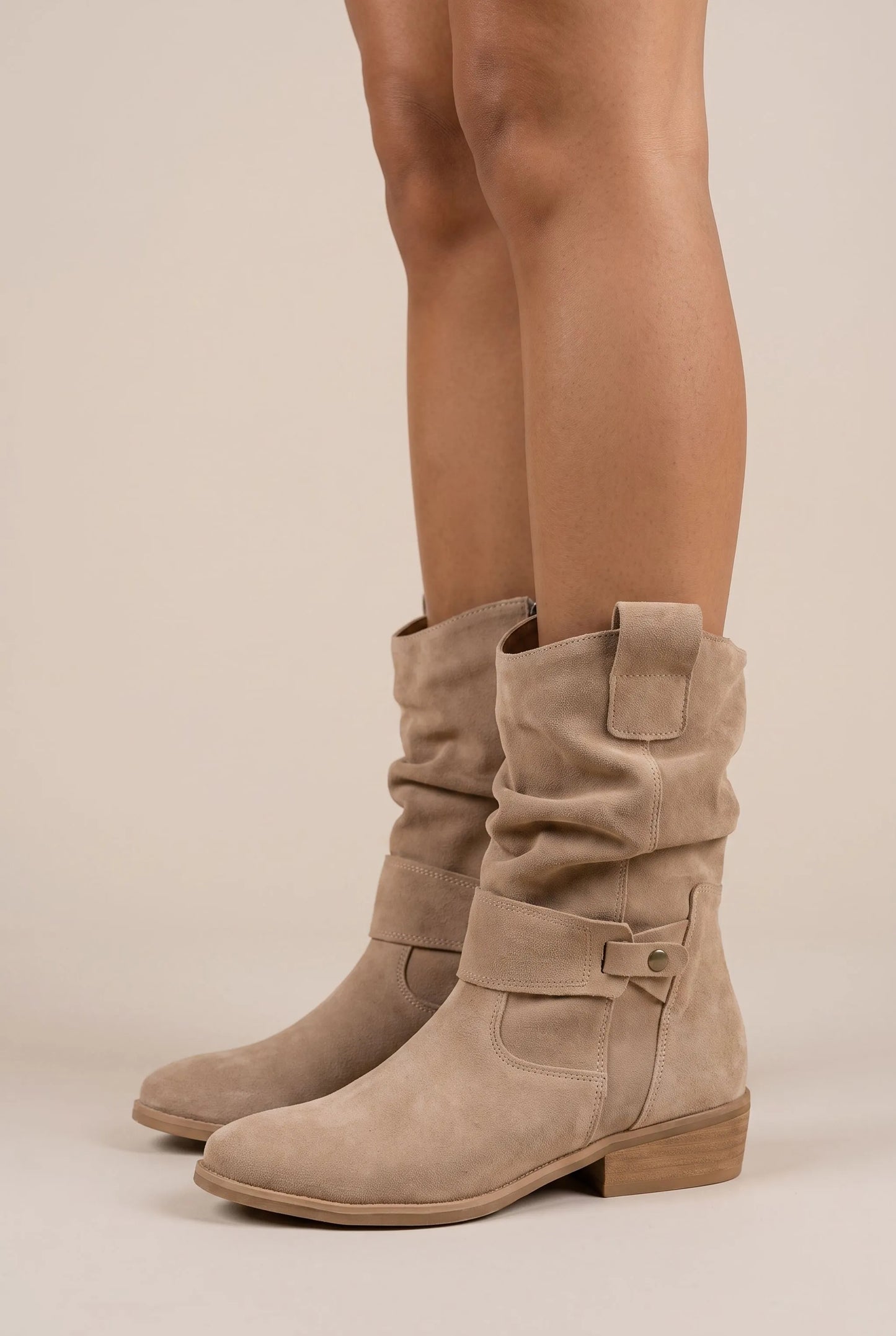 Sloucho | Flache Damenstiefel Mit Gerafftem Schaft