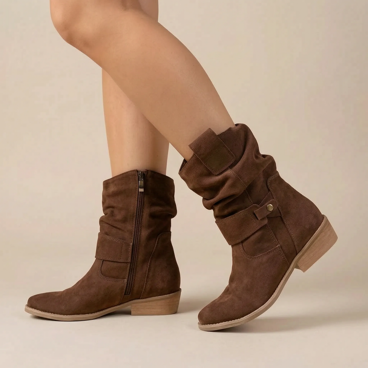 Sloucho | Flache Damenstiefel Mit Gerafftem Schaft