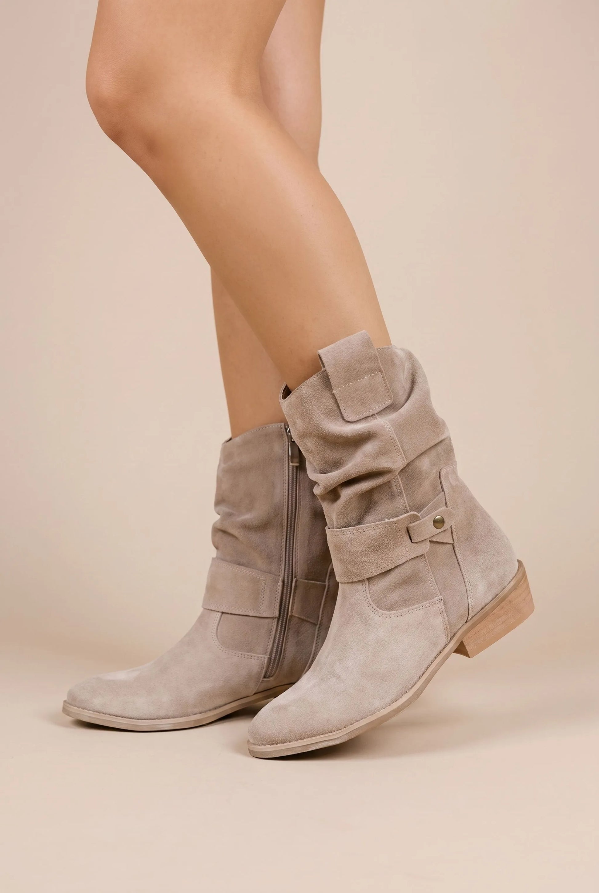 Sloucho | Flache Damenstiefel Mit Gerafftem Schaft