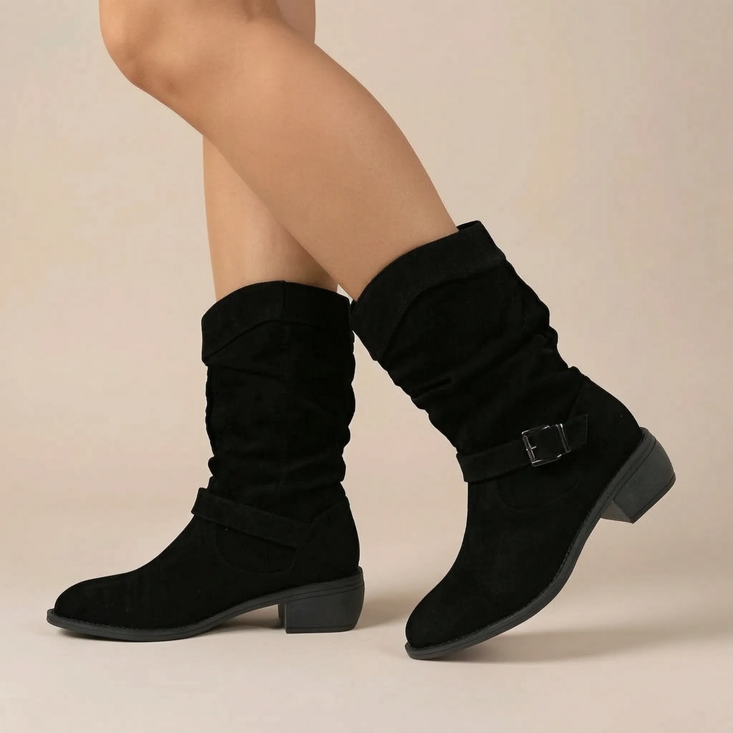 Sloucho | Flache Damenstiefel Mit Gerafftem Schaft
