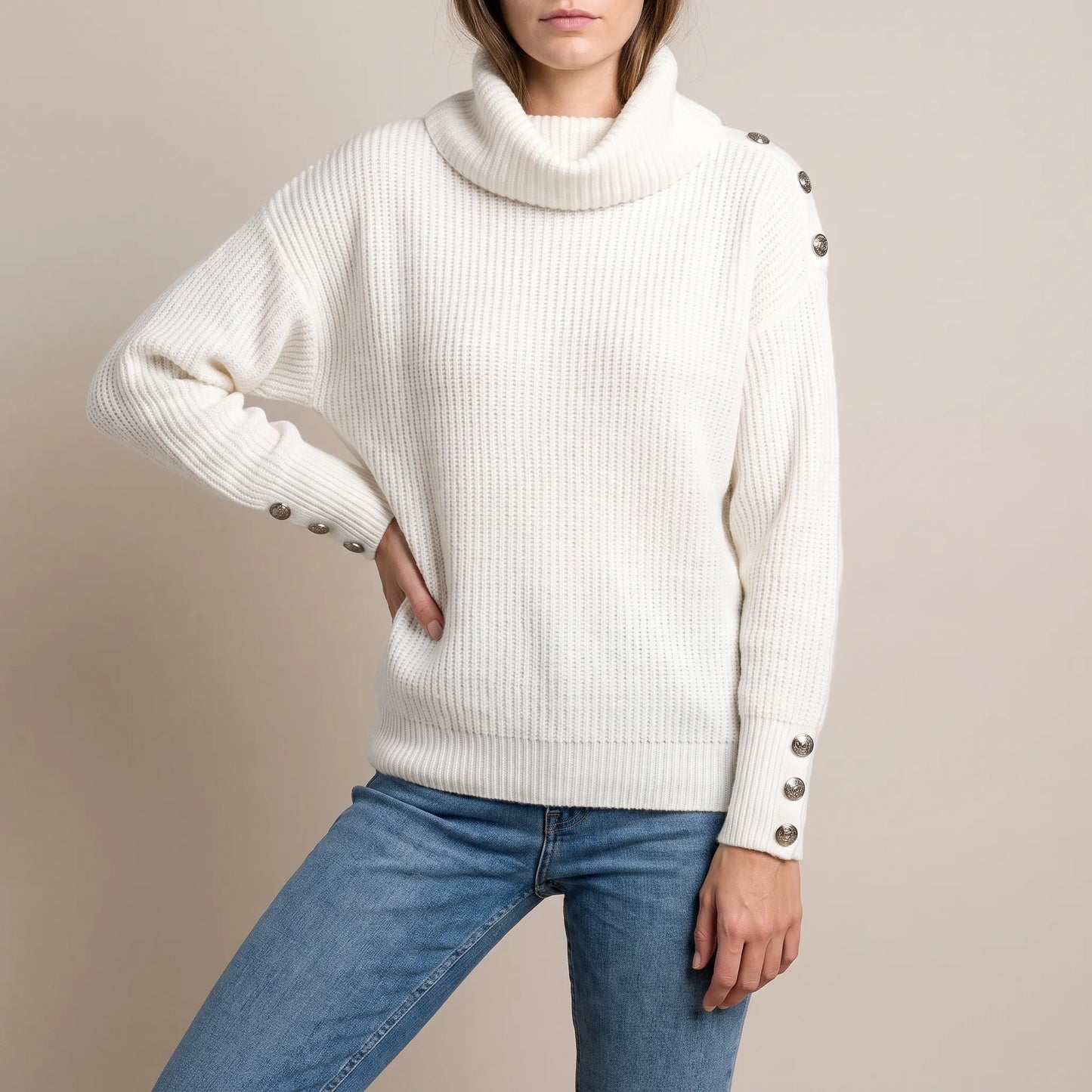 Snowlura | Lässiger Gerippter Rollkragenpullover Damen
