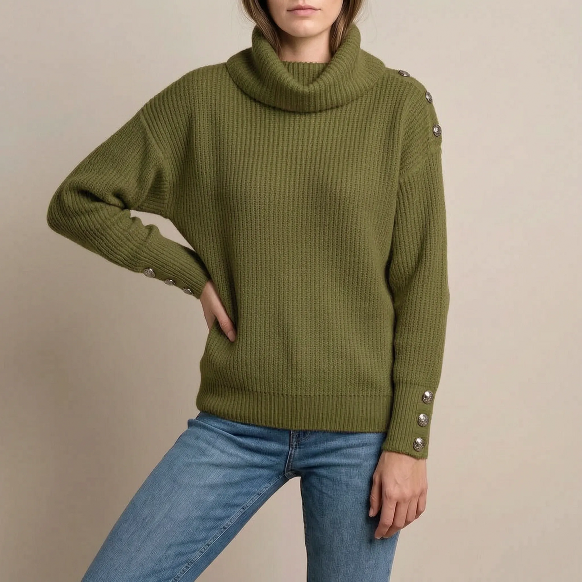 Snowlura | Lässiger Gerippter Rollkragenpullover Damen