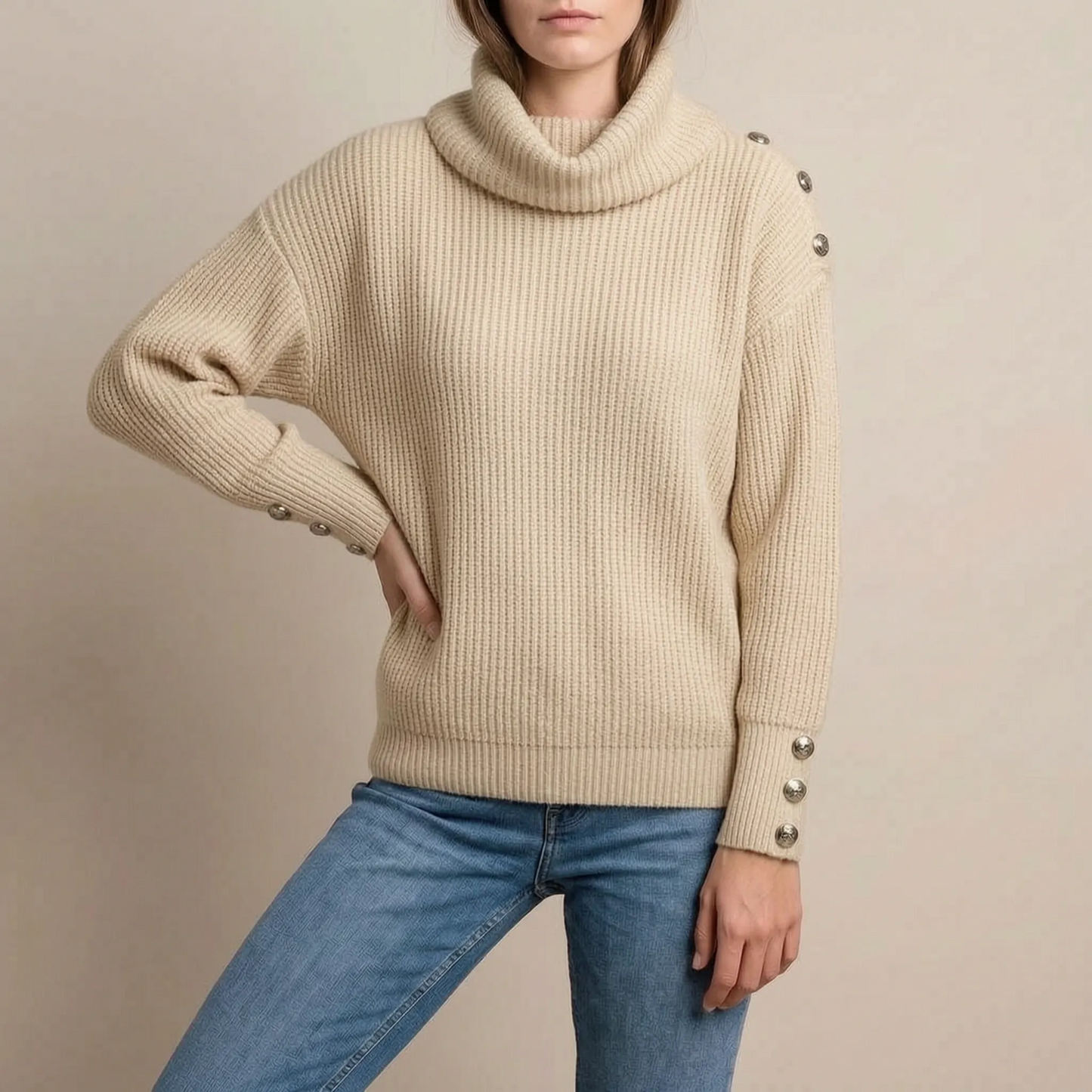 Snowlura | Lässiger Gerippter Rollkragenpullover Damen