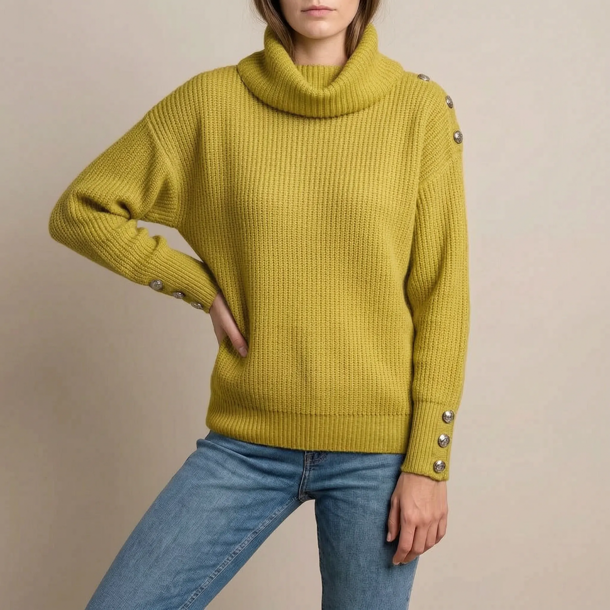 Snowlura | Lässiger Gerippter Rollkragenpullover Damen