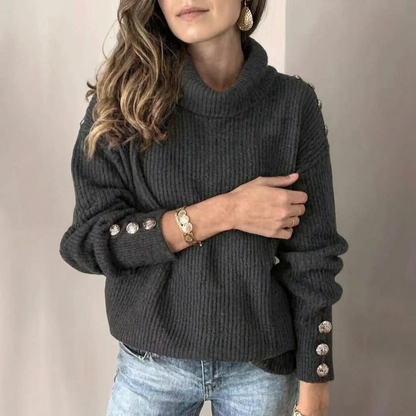 Snowlura | Lässiger Gerippter Rollkragenpullover Damen