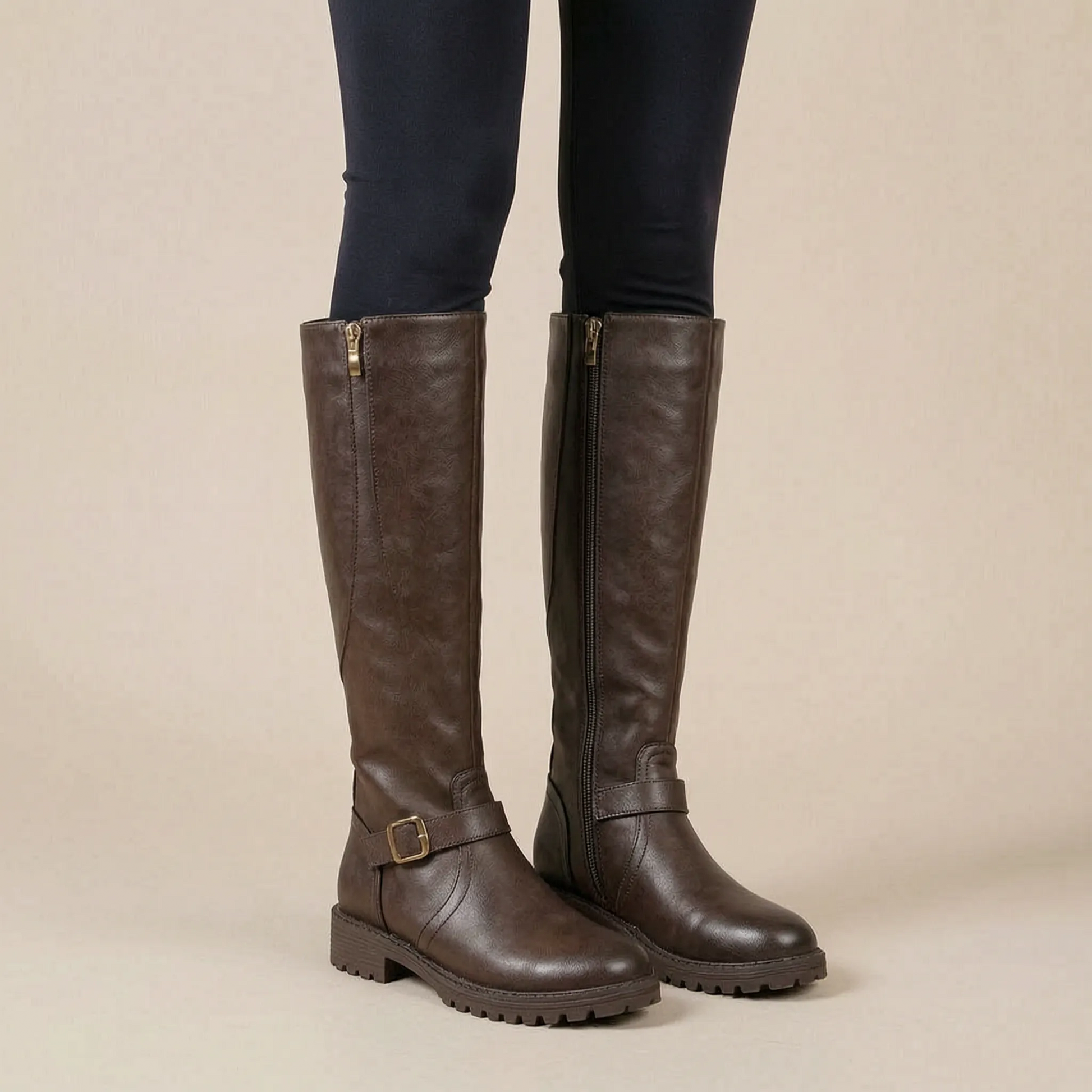 Strideley | Bequeme Hohe Damenstiefel Mit Runder Kappe