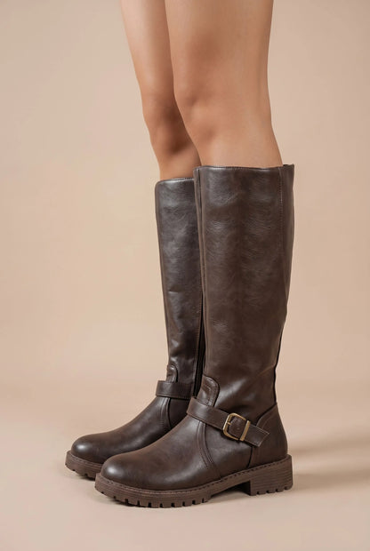 Strideley | Bequeme Hohe Damenstiefel Mit Runder Kappe