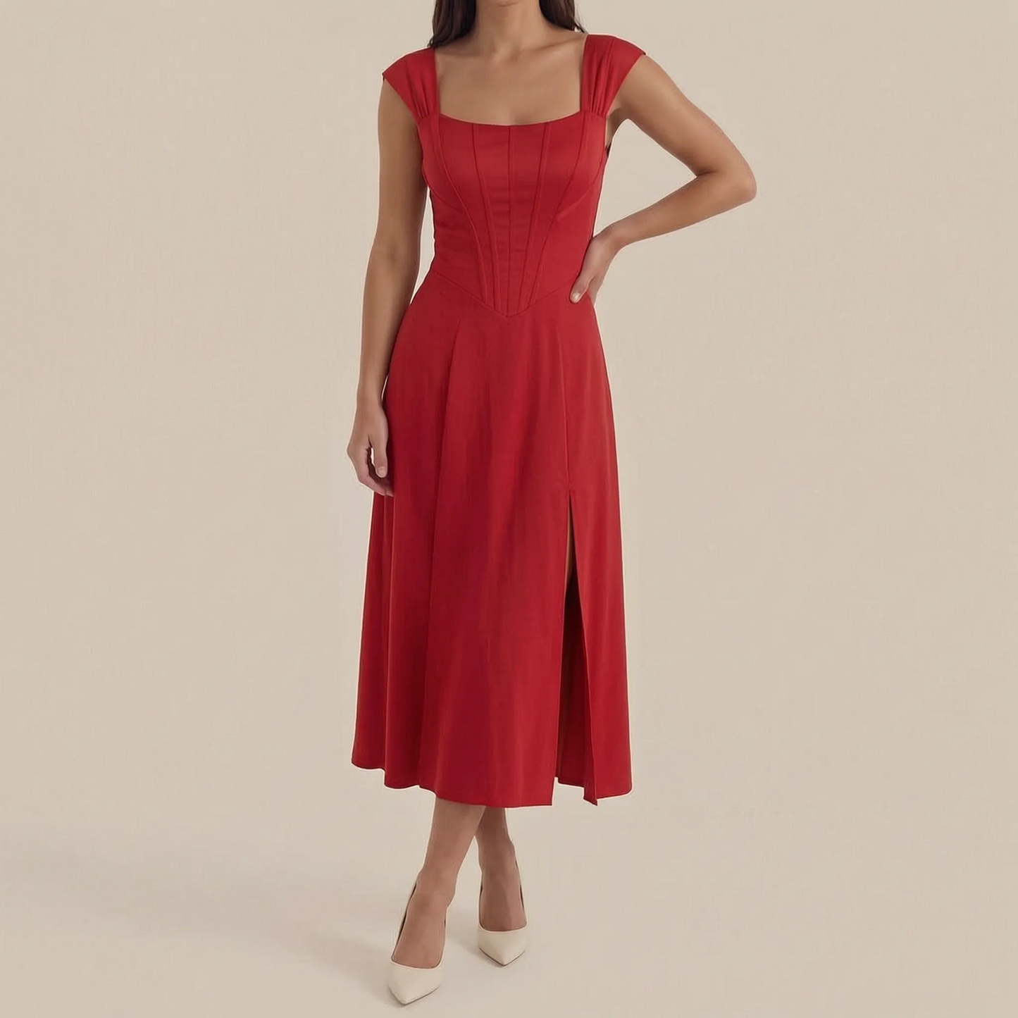 Sumira | Florales Midi-Kleid In A-Linie