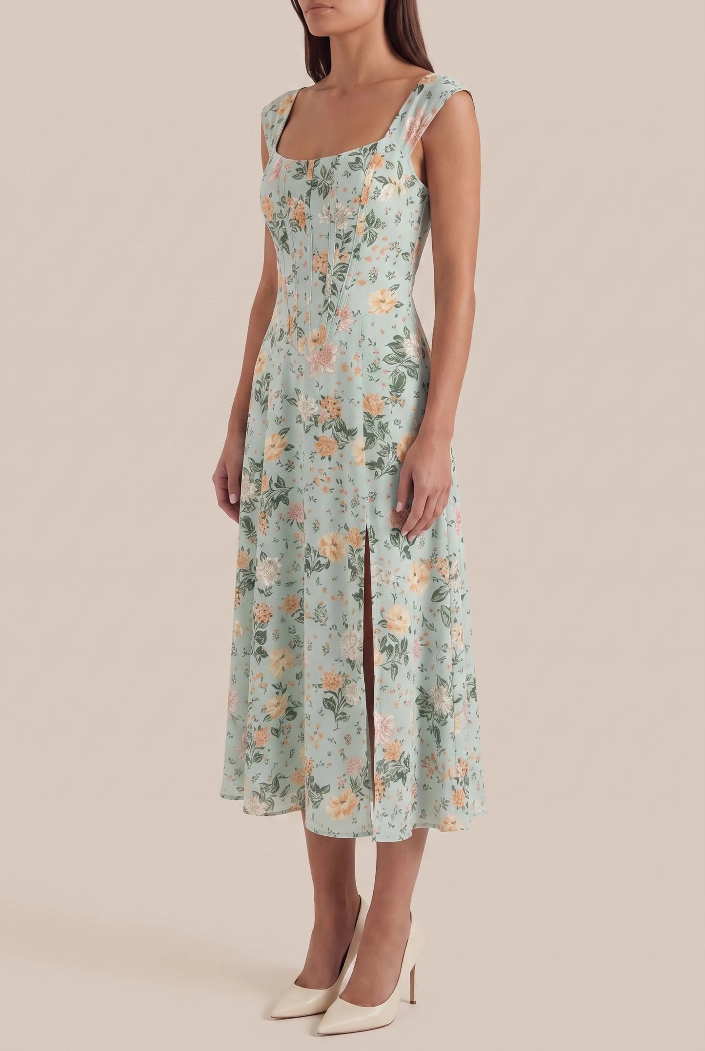 Sumira | Florales Midi-Kleid In A-Linie