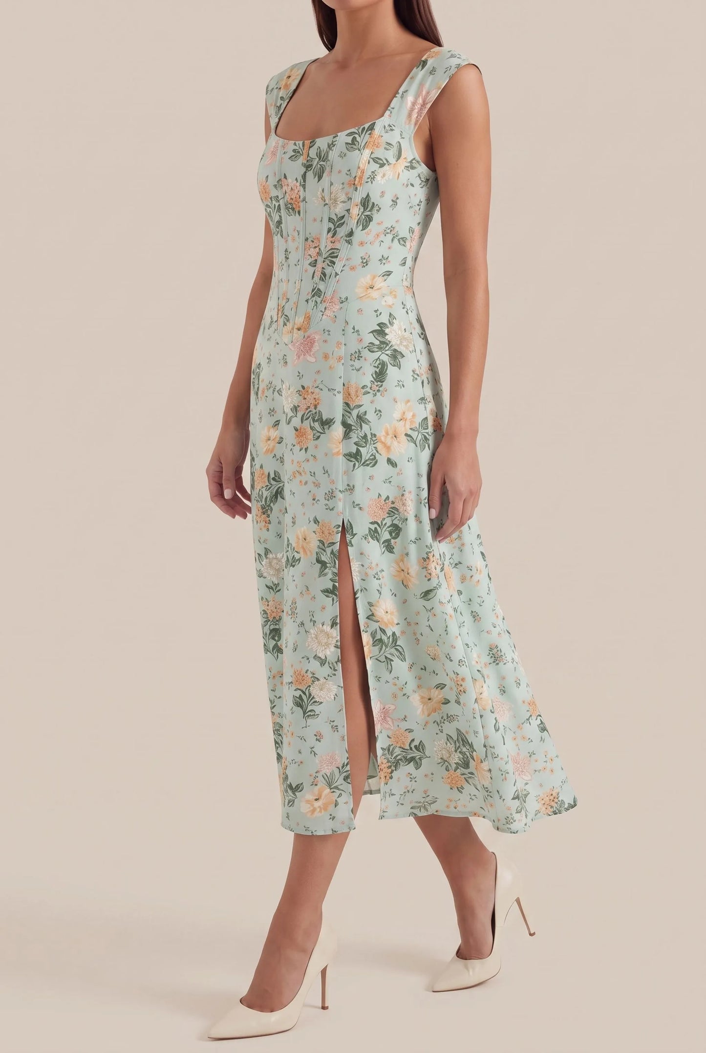 Sumira | Florales Midi-Kleid In A-Linie
