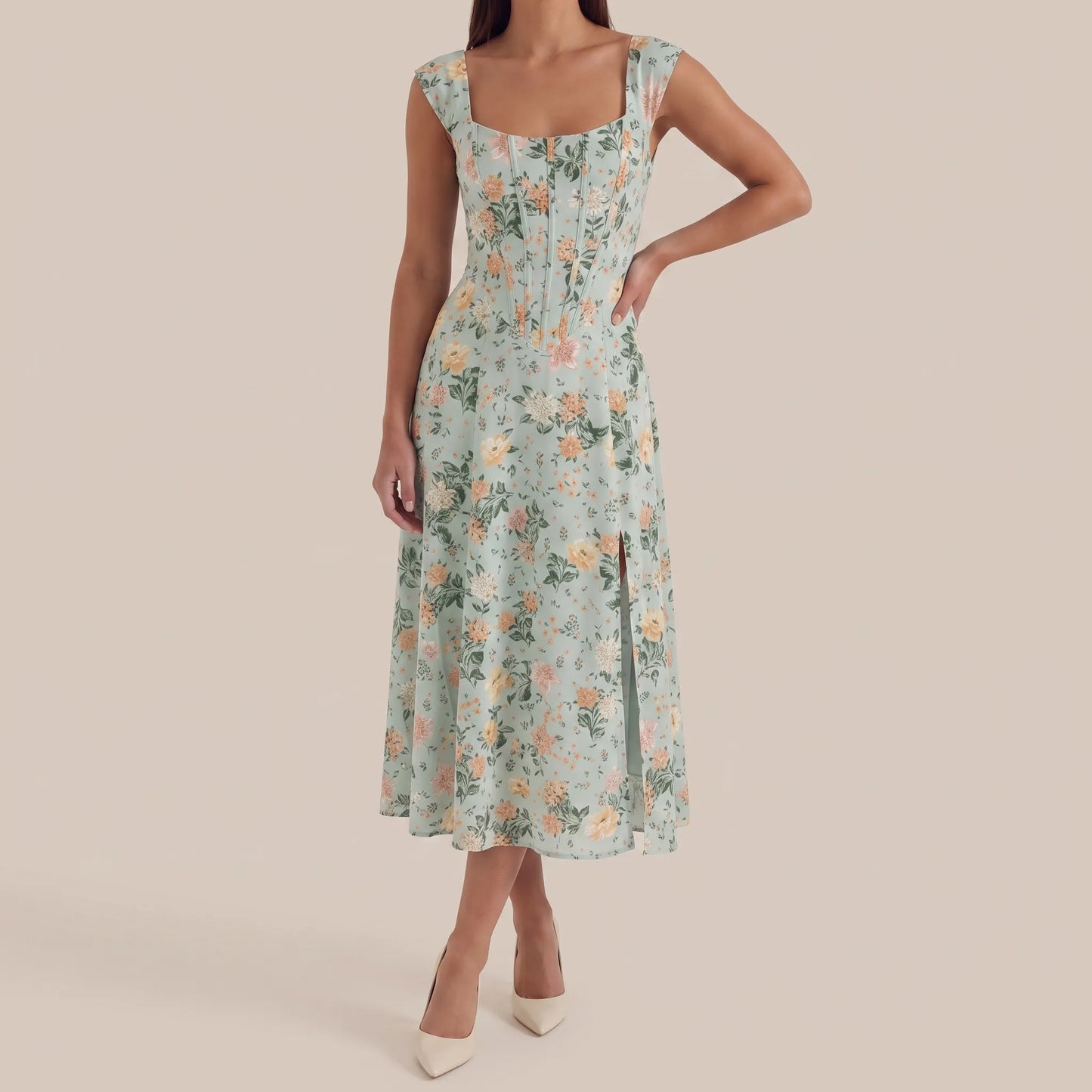 Sumira | Florales Midi-Kleid In A-Linie