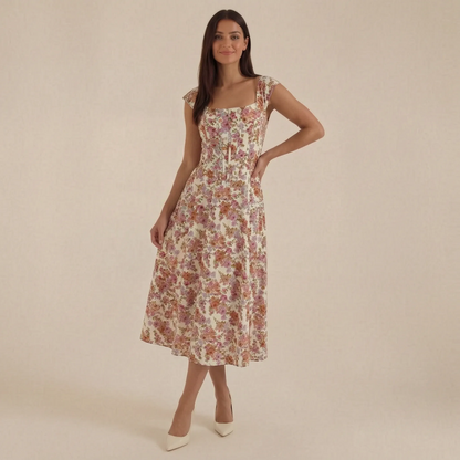 Sumira | Florales Midi-Kleid In A-Linie