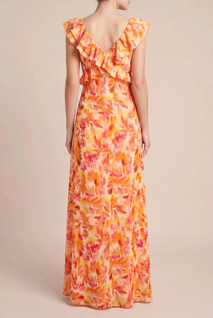 Sunflora | Langes Sommerkleid Mit Floralem Muster