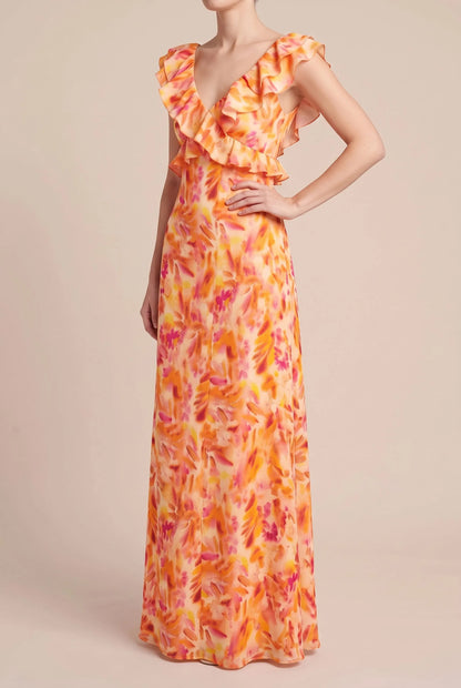 Sunflora | Langes Sommerkleid Mit Floralem Muster