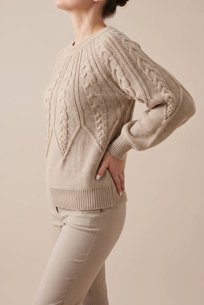 Sweaterly | Eleganter Damenpullover Mit Zopfmuster