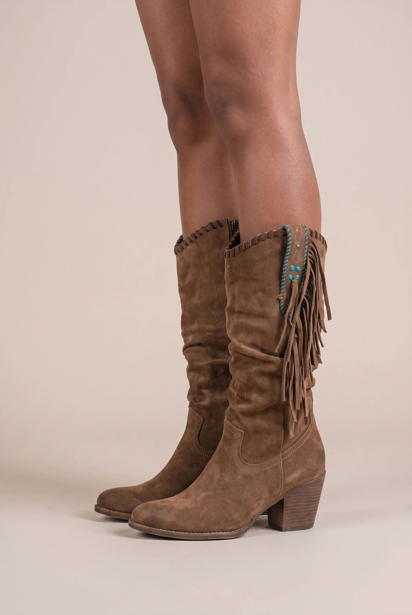 Tasselo | Westernstiefel Mit Fransen Und Blockabsatz