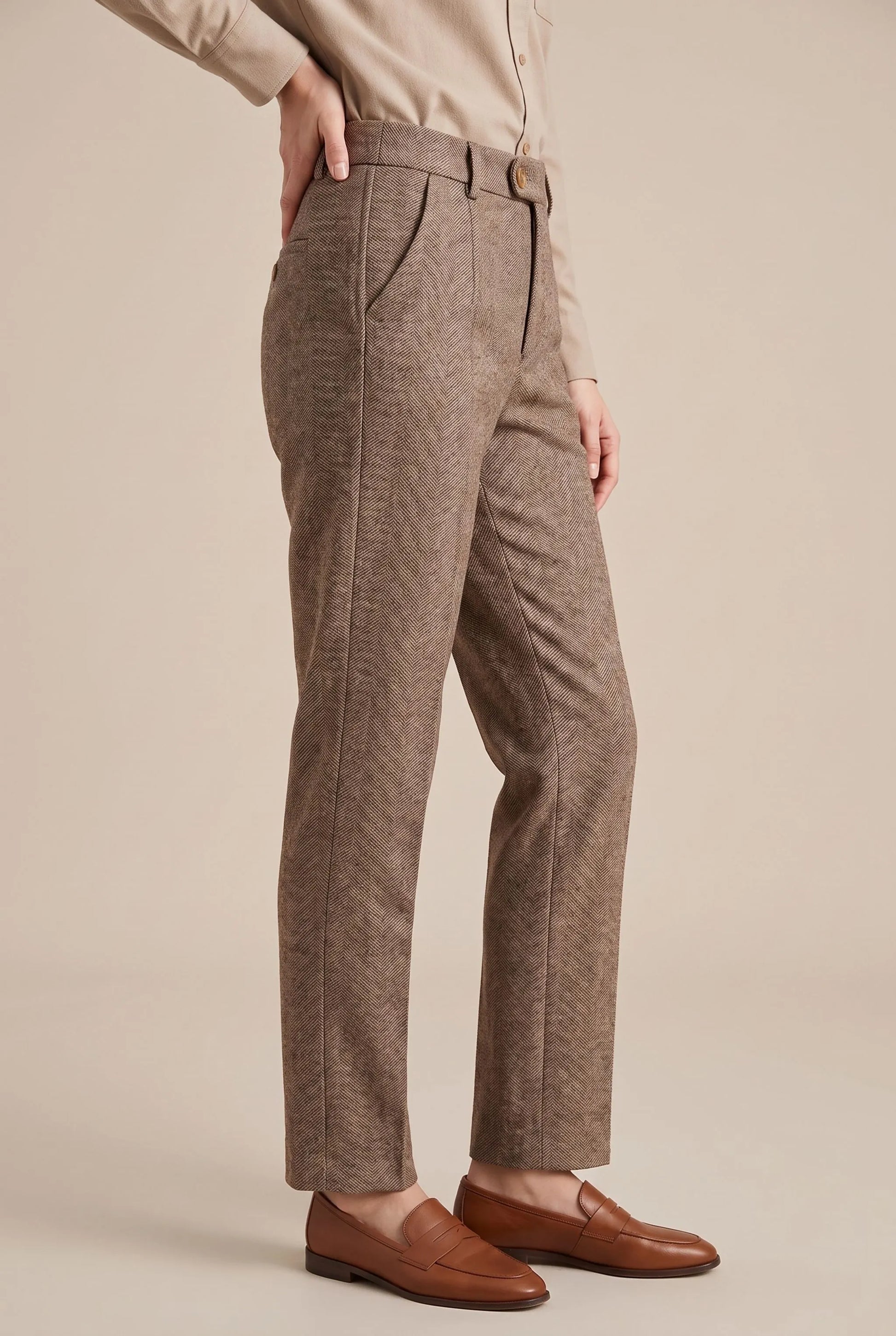 Trovira | Moderne Damenhose Mit Fischgrätmuster