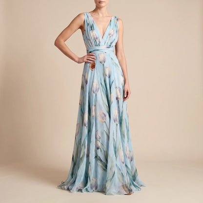 Tulania | Bodenlanges Abendkleid Mit Tiefem V-Ausschnitt