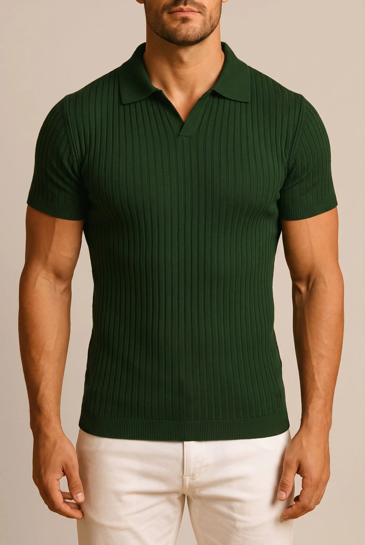 Vectis | Körperbetontes Geripptes Poloshirt