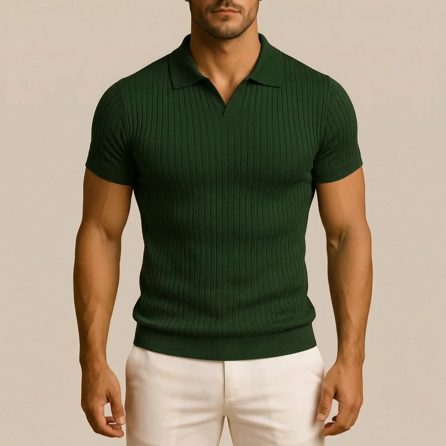 Vectis | Körperbetontes Geripptes Poloshirt