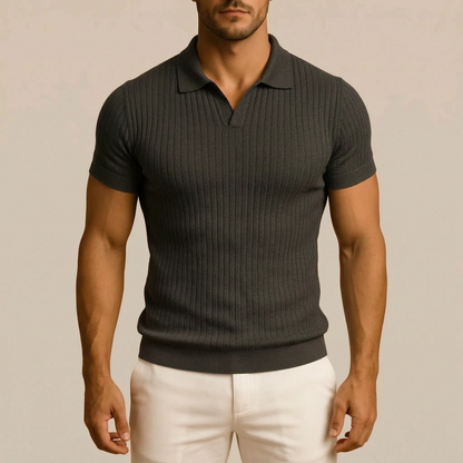 Vectis | Körperbetontes Geripptes Poloshirt