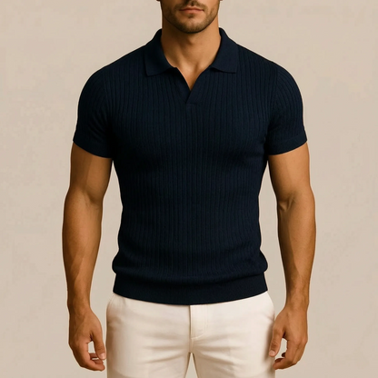 Vectis | Körperbetontes Geripptes Poloshirt