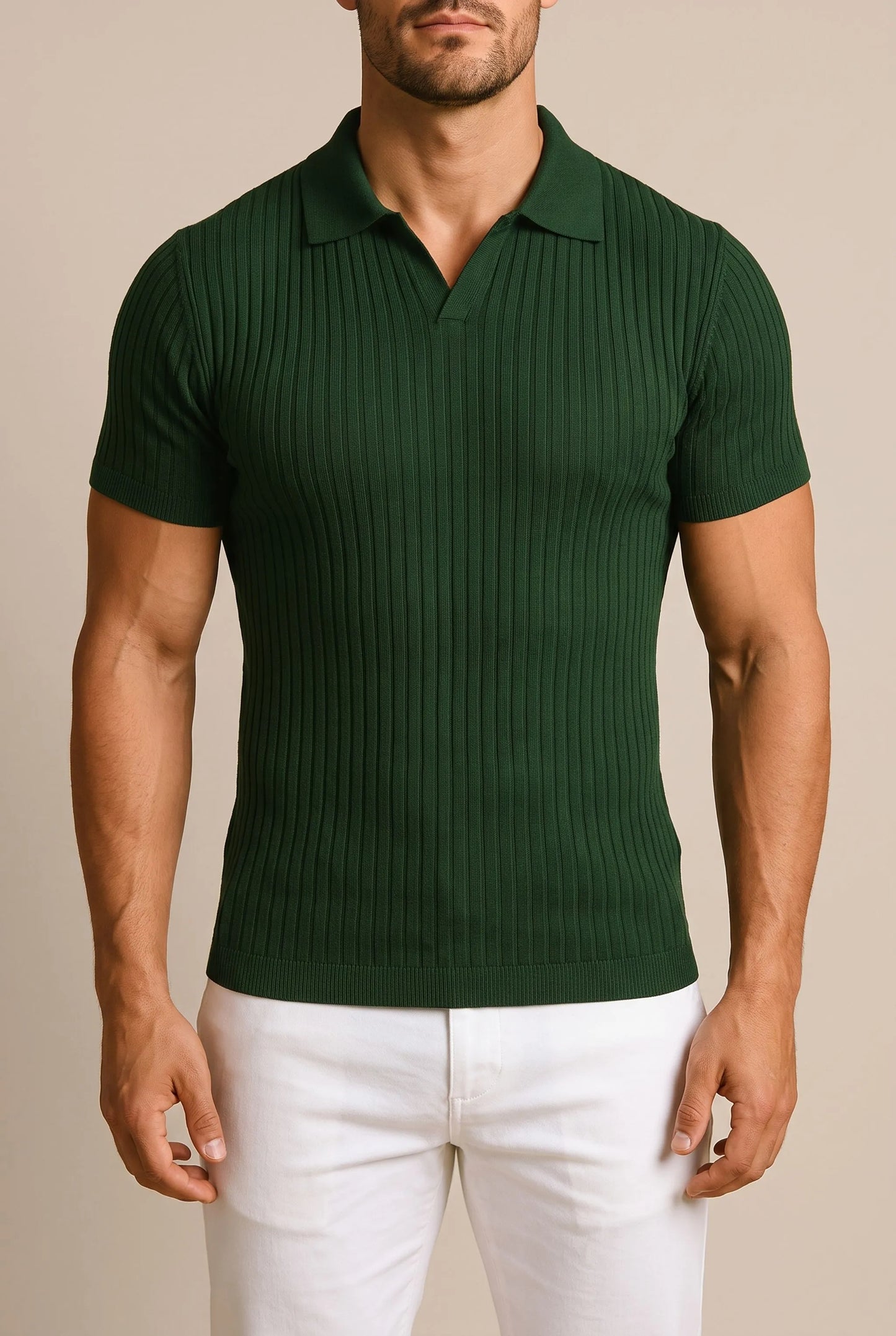 Vectis | Körperbetontes Geripptes Poloshirt